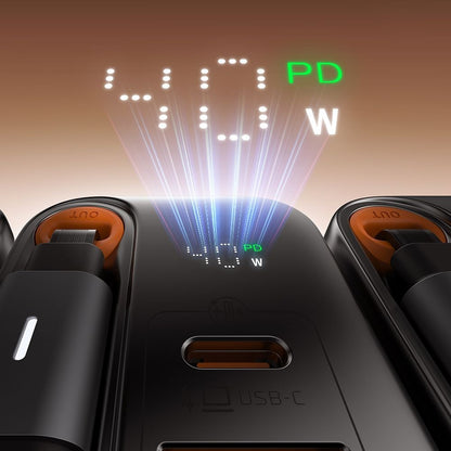 McDodo CH-4281 FreeGo Display Network Charger with USB-C Cable, 40W, 3A, 1 x USB-A - 1 x USB-C, Black