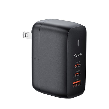 McDodo CH-8442 Mecha Travel Network Charger with USB-C Cable, 65W, 5A, 1 x USB-A - 2 x USB-C, Black