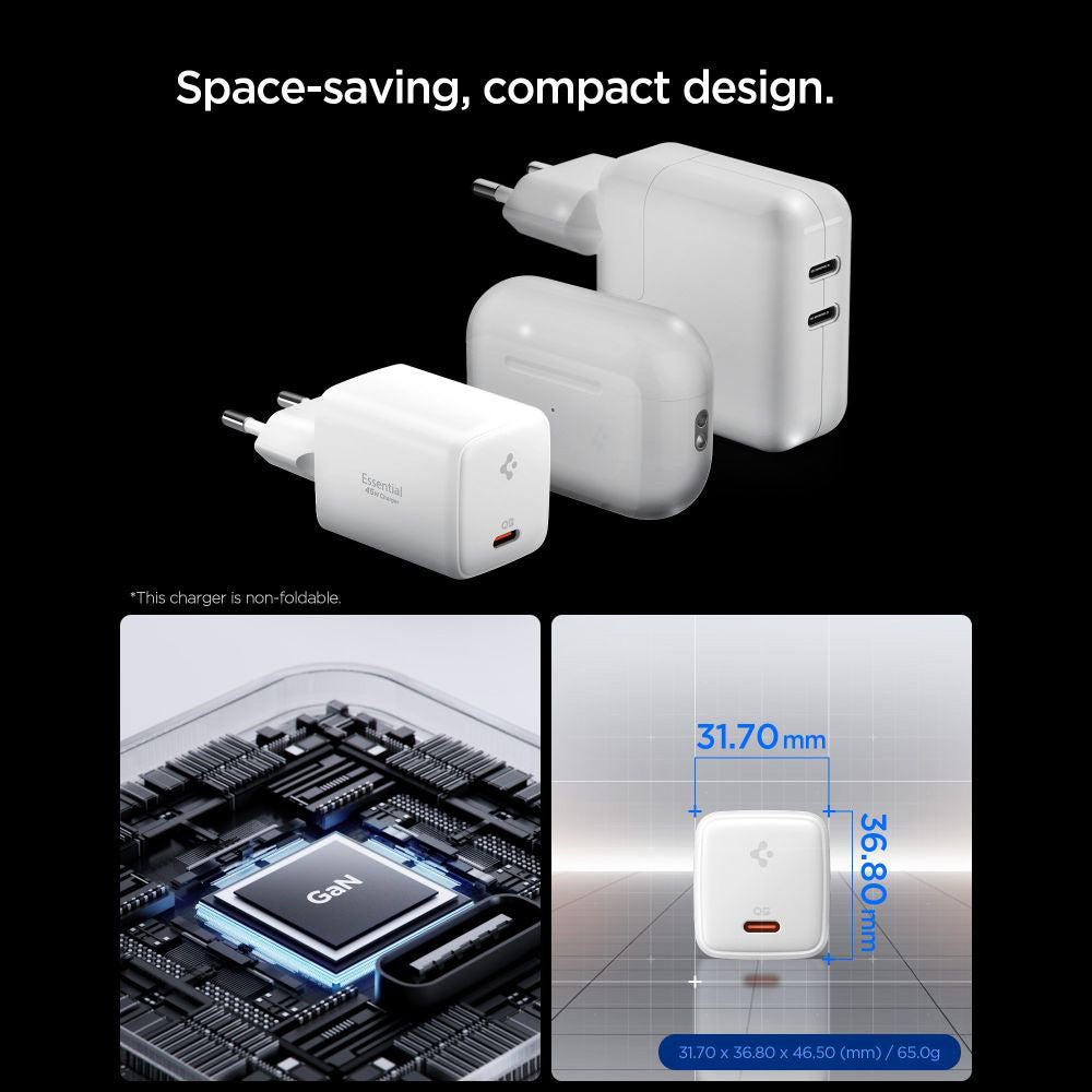 Netzladegerät mit USB-C Kabel Spigen EE451EU Essential, 45W, 3A, 1 x USB-C, Weiß ACH09473