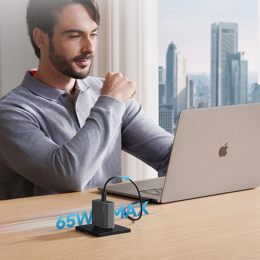 Cuktech Network Charger, 65W, 3A, 1 x USB-A - 2 x USB-C, Grey CUKAD653EUGR