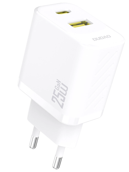 Netzladegerät Dudao A26T, 25W, 3A, 1 x USB-A - 1 x USB-C, Weiß
