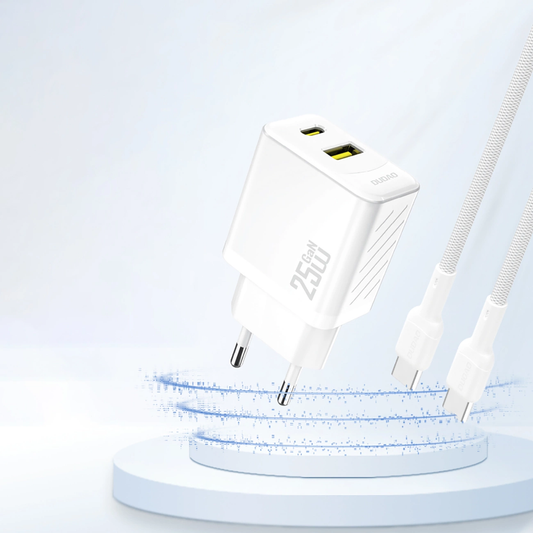 Netzladegerät Dudao A26T, 25W, 3A, 1 x USB-A - 1 x USB-C, Weiß