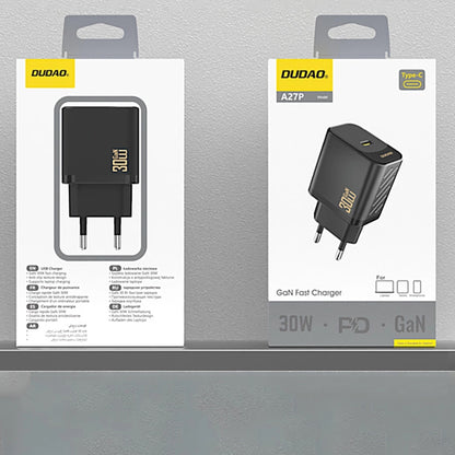 Dudao A27P Network Charger, 30W, 3A, 1 x USB-C, Black