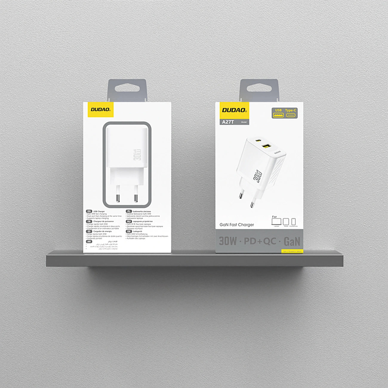 Netzladegerät Dudao A27TEU, 30W, 3A, 1 x USB-A - 1 x USB-C, Weiß