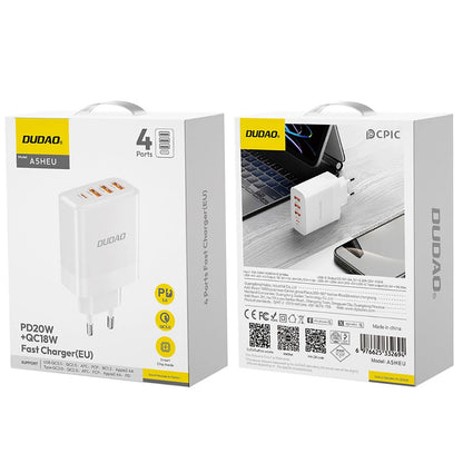 Dudao A5HEU Netzwerkladegerät, 20 W, 3 A, 1 x USB-C – 3 x USB-A, Weiß