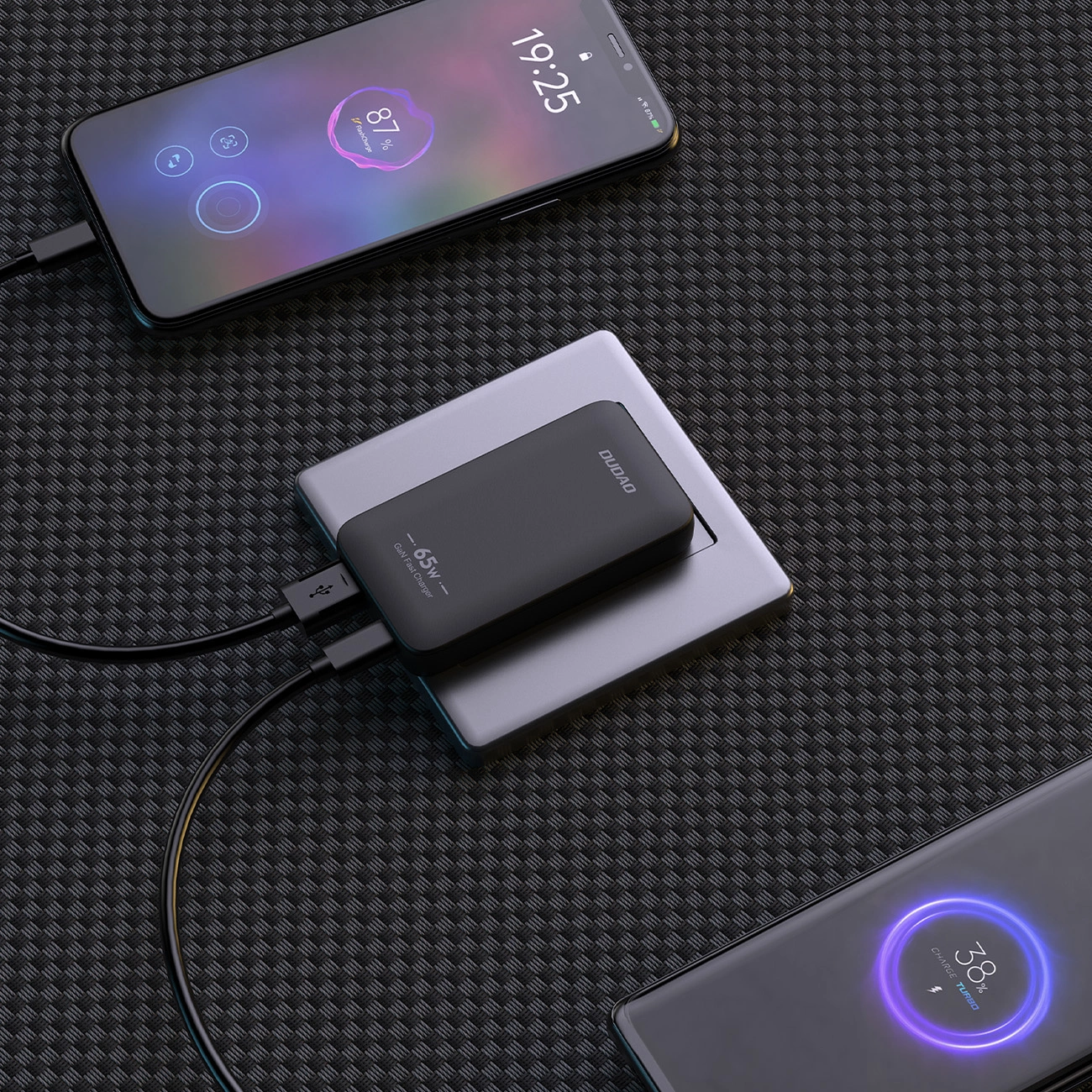 Dudao A65Q Travel Netzladegerät, 65W, 3.25A, 1 x USB-A - 1 x USB-C, Schwarz