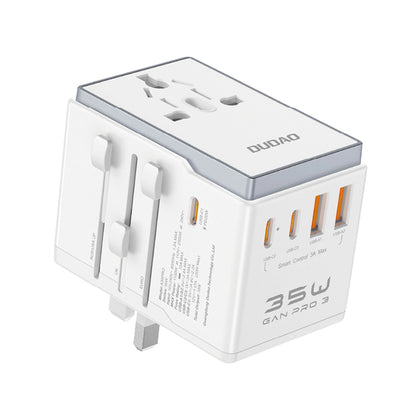 Netzwerkladegerät Dudao Travel A35Pro, 35 W, 3 A, 2 x USB-A - 3 x USB-C, Weiß