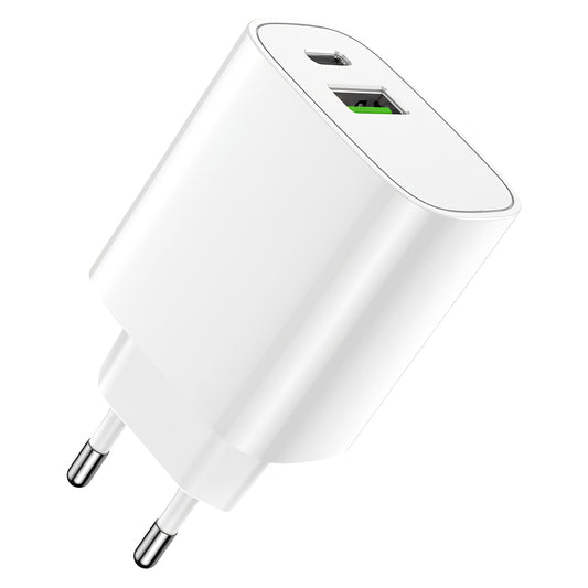 Netzwerkladegerät Forever LS-04, 20 W, 3 A, 1 x USB-A - 1 x USB-C, Weiß