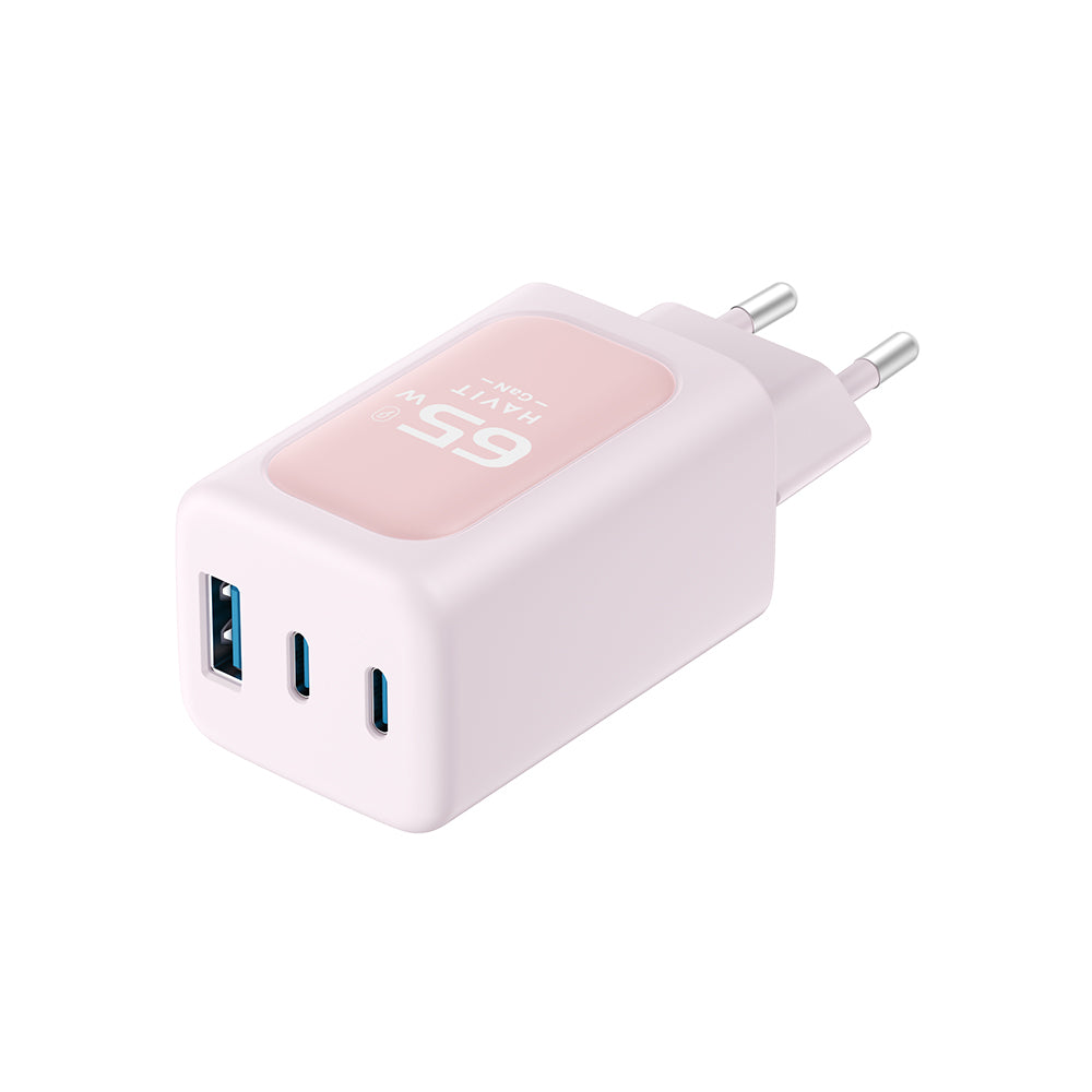 Netzladegerät HAVIT UC260, 65W, 3A, 1 x USB-A - 2 x USB-C, Rosa