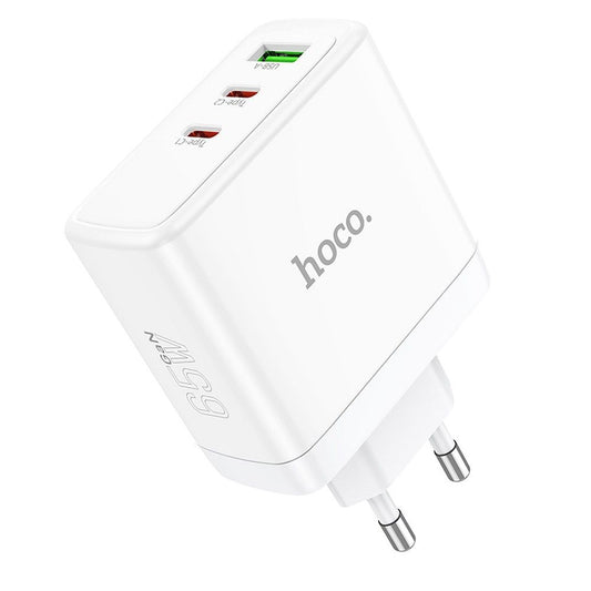 Netzladegerät HOCO N30, 65W, 3.25A, 1 x USB-A - 2 x USB-C, Weiß