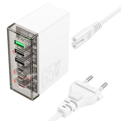 HOCO N36 Netzwerkladegerät, 65 W, 3 A, 3 x USB-A – 3 x USB-C, Weiß