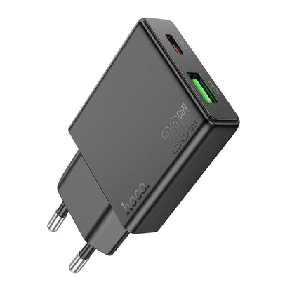 Netzladegerät HOCO N38, 20W, 3A, 1 x USB-A - 1 x USB-C, Schwarz
