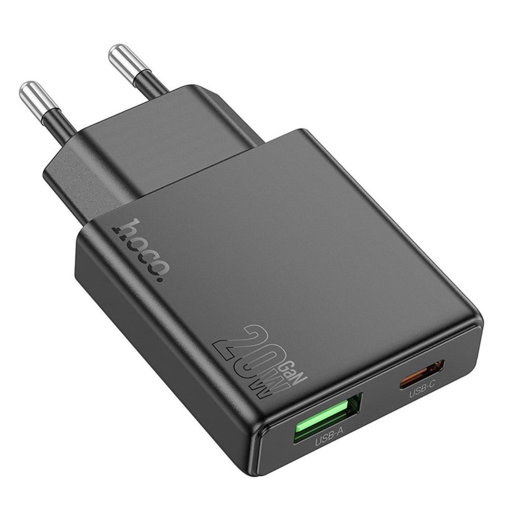 Netzladegerät HOCO N38, 20W, 3A, 1 x USB-A - 1 x USB-C, Schwarz