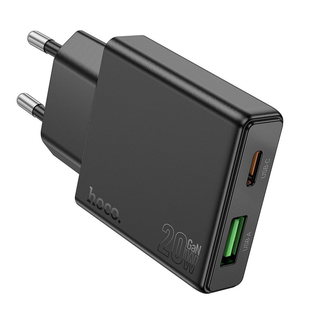 Netzladegerät HOCO N38, 20W, 3A, 1 x USB-A - 1 x USB-C, Schwarz