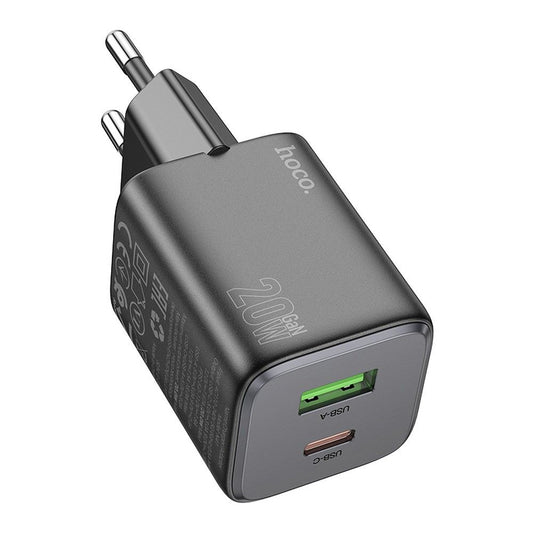 Netzladegerät HOCO N41, 20W, 3A, 1 x USB-A - 1 x USB-C, Schwarz