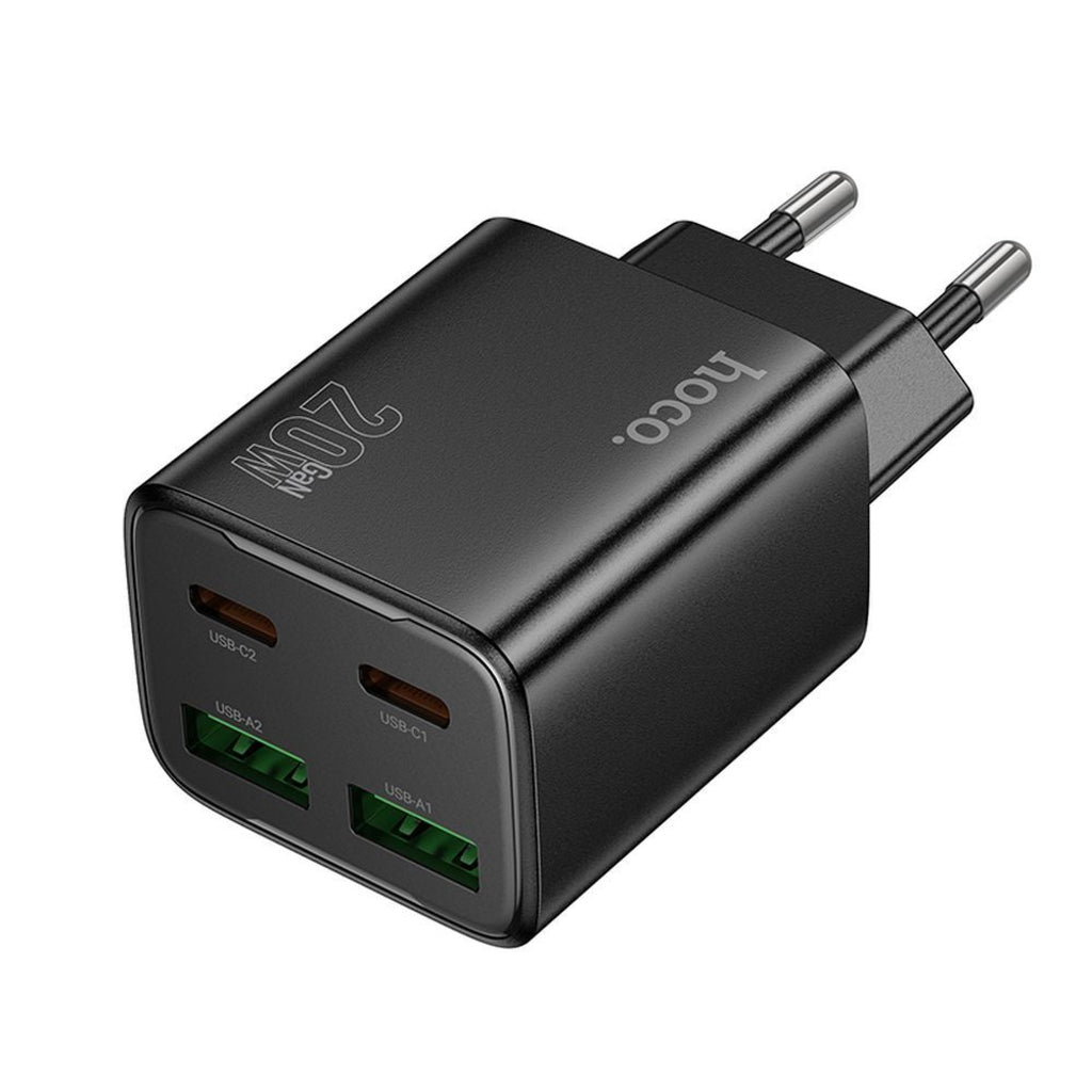 Netzladegerät HOCO N55, 20W, 3A, 2 x USB-A - 2 x USB-C, Schwarz