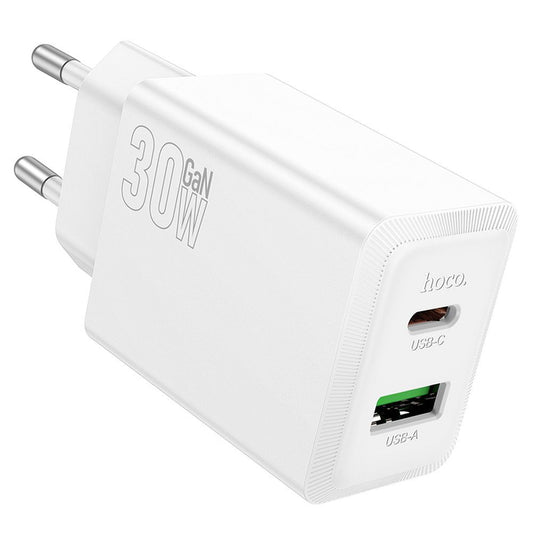 Netzladegerät HOCO N71, 30W, 3A, 1 x USB-A - 1 x USB-C, Weiß