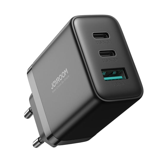 Joyroom Netzwerkladegerät JR-TCF10, 32 W, 3 A, 1 x USB-A – 2 x USB-C, Schwarz