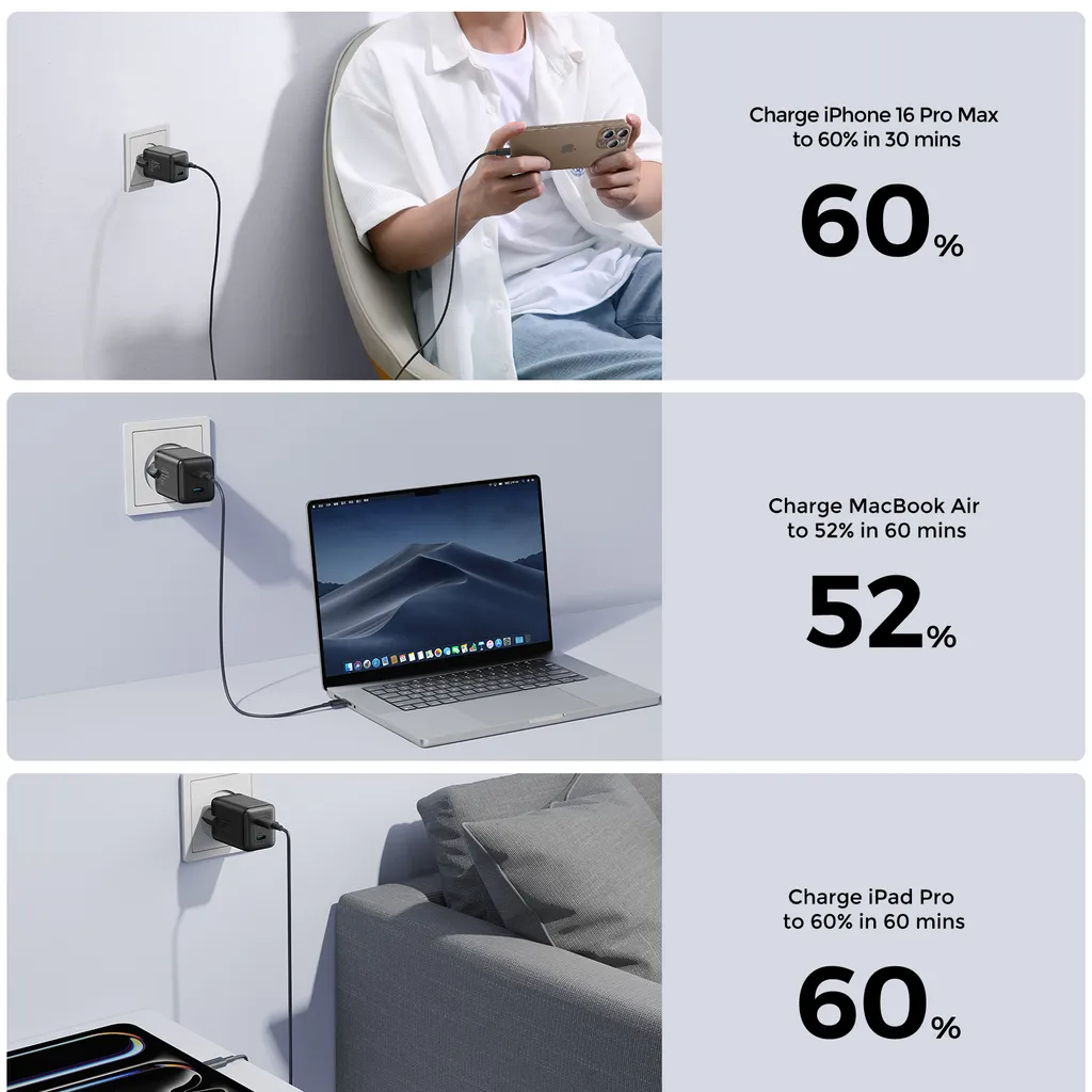 Joyroom JR-TCG17 Network Charger, 45W, 3A, 2 x USB-C, Black