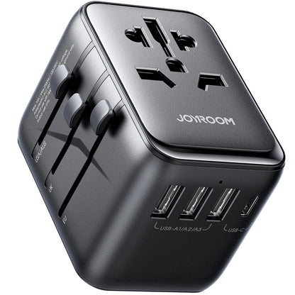 Joyroom JR-TCW01 Reisenetzwerk-Ladegerät, 17 W, 3 A, 1 x USB-C – 3 x USB-A, Schwarz