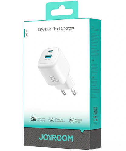 Netzladegerät Joyroom JR-TG7, 33W, 3A, 1 x USB-A - 1 x USB-C, Weiß