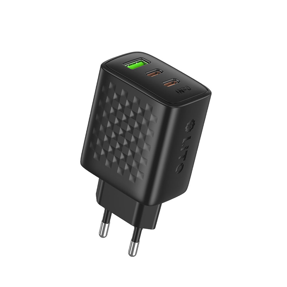 Lito LC25 Network Charger, 65W, 3.25A, 1 x USB-A - 2 x USB-C, Black