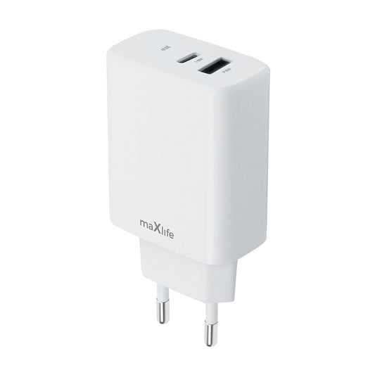 MaXlife Netzwerk-Ladegerät MXTC-10-30AC, 30 W, 3 A, 1 x USB-A – 1 x USB-C, Weiß