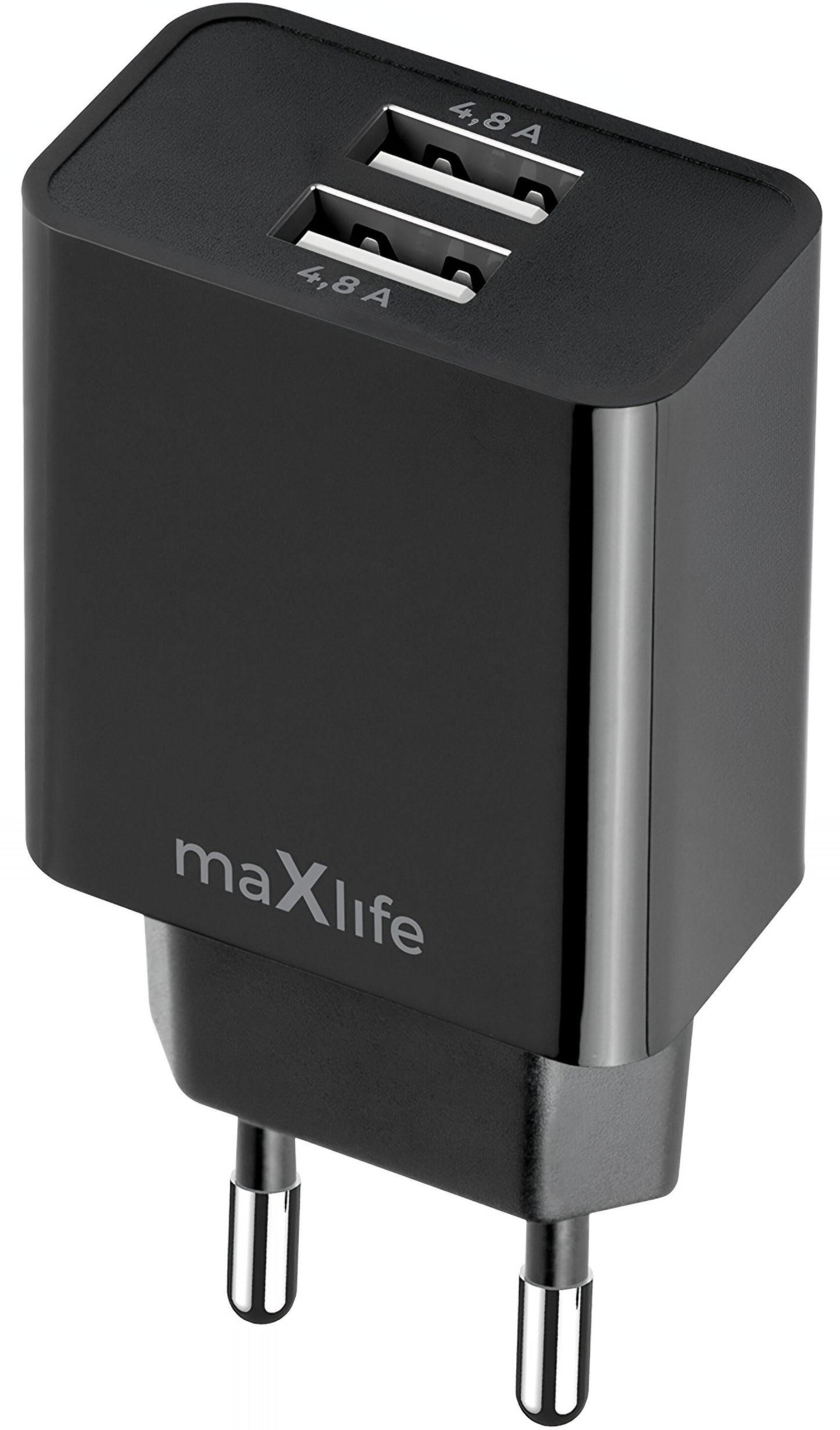 MaXlife MXTC-12 Network Charger, 24W, 2.4A, 2 x USB-A, Black