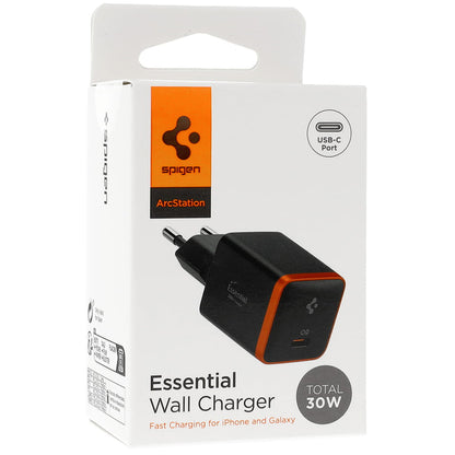 Spigen EE301EU Essential Netzladegerät, 30W, 3A, 1 x USB-C, Schwarz ACH08448