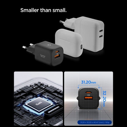 Spigen Essential Network Charger, 35W, 3A, 1 x USB-A - 1 x USB-C, Black