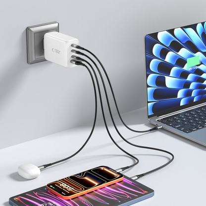 Netzladegerät Tech-Protect NC240W-GAN, 240W, 5A, 1 x USB-A - 3 x USB-C, Weiß
