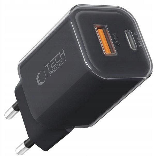 Netzladegerät Tech-Protect NCM33W, 33W, 3A, 1 x USB-A - 1 x USB-C, Schwarz