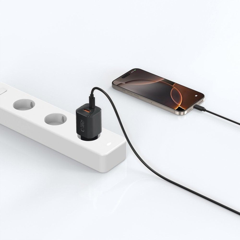 Netzladegerät Tech-Protect NCM33W, 33W, 3A, 1 x USB-A - 1 x USB-C, Schwarz