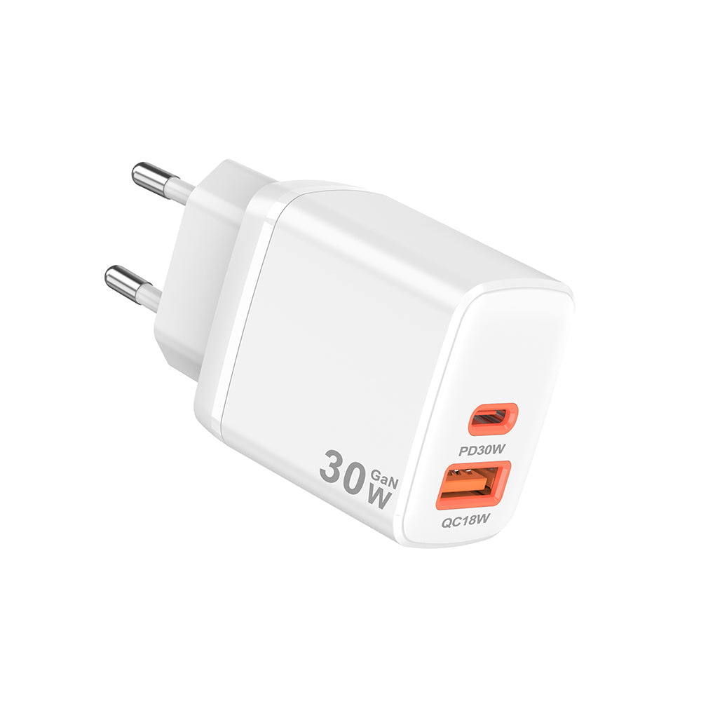 Netzladegerät Techsuit CH1 Duonix, 30W, 3A, 1 x USB-A - 1 x USB-C, Weiß