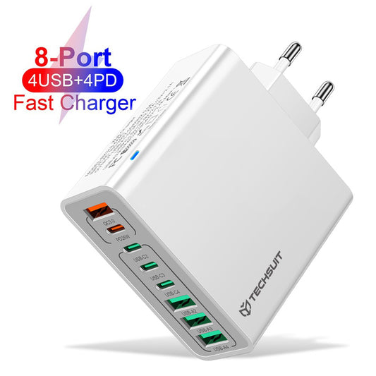 Techsuit CHPD224 Network Charger, 65W, 3.25A, 4 x USB-A - 4 x USB-C, White