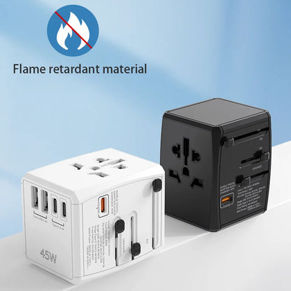 Netzladegerät Techsuit HHT905 Travel, 45W, 3A, 2 x USB-A - 2 x USB-C, Schwarz