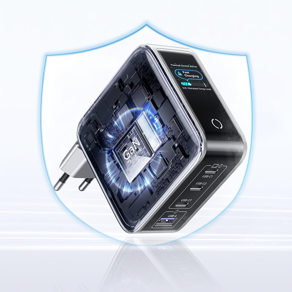 UGREEN Nexode Pro X772 (95942B) Netzladegerät mit Display, 100 W, 5 A, 1 x USB-A – 3 x USB-C, Grau