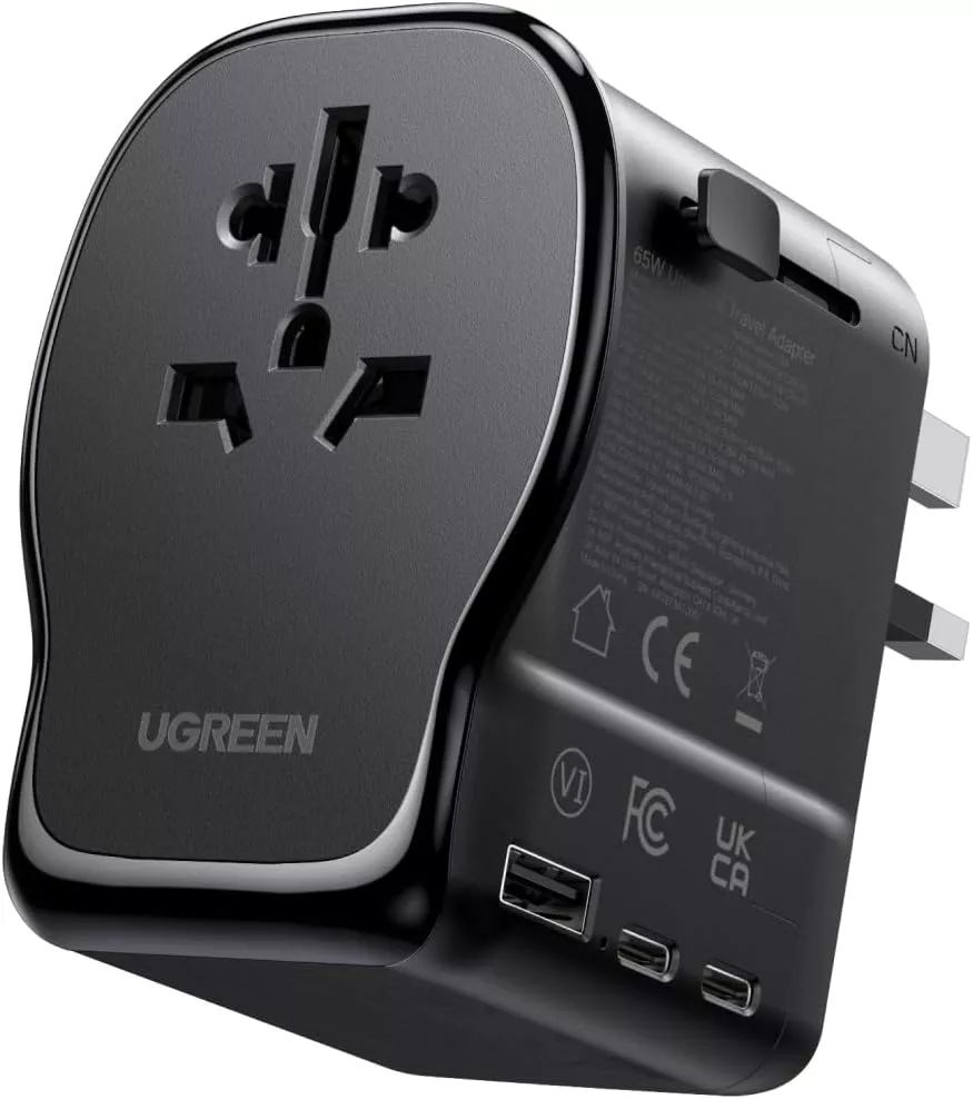 UGREEN Travel S550 Network Charger (55001), 65W, 3.25A, 1 x USB-A - 2 x USB-C, Black