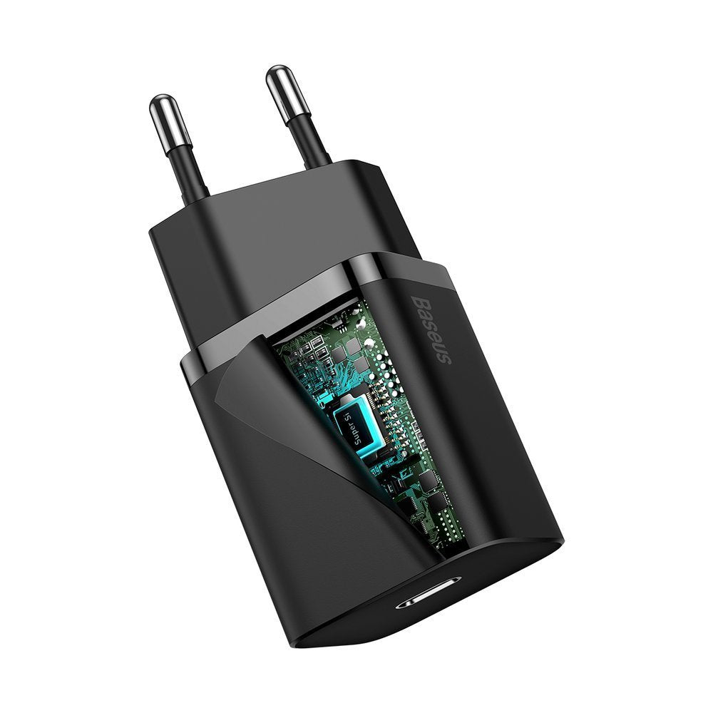 Baseus Super Si Netzwerkladegerät, 20 W, 3 A, 1 x USB-C, Schwarz CCSUP-B01