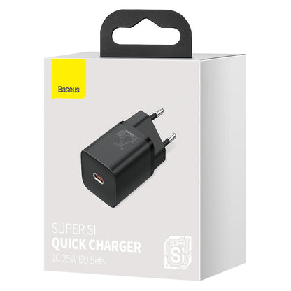 Baseus Super Si Netzwerkladegerät, 25 W, 3 A, 1 x USB-C, Schwarz CCSP020101