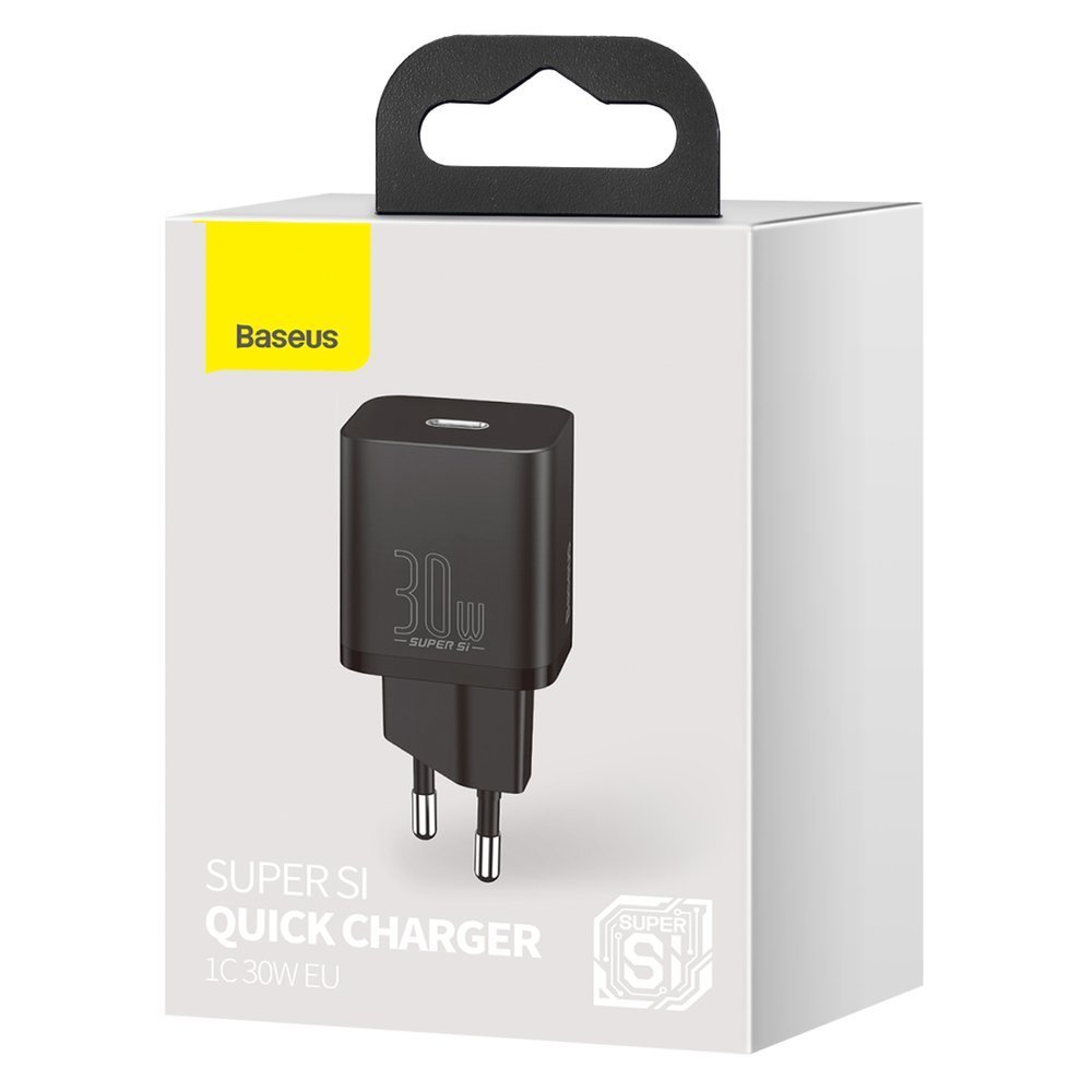 Baseus Super Si Netzwerkladegerät, 30 W, 3 A, 1 x USB-C, Schwarz CCSUP-J01