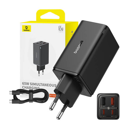 USB-C-Netzwerkladegerät Baseus GaN 6 Pro, 65 W, 3,25 A, 2 x USB-A – 2 x USB-C, Schwarz P10162701113-00