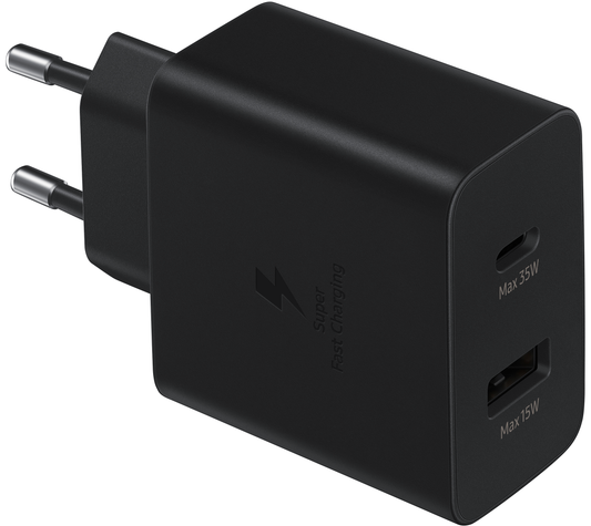 Samsung Netzwerkladegerät, 35 W, 3 A, 1 x USB-A – 1 x USB-C, Schwarz EP-TA220NBEGEU