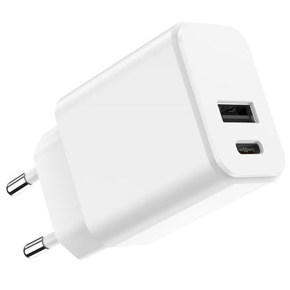 Setty Netzwerkladegerät, 20 W, 3 A, 1 x USB-A – 1 x USB-C, Weiß