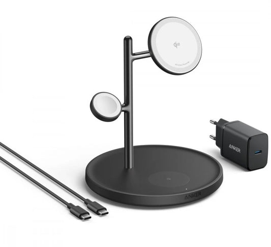 Anker MagGo 3in1 Wireless Netzladegerät, 25W, 1.67A, Schwarz B25M3311