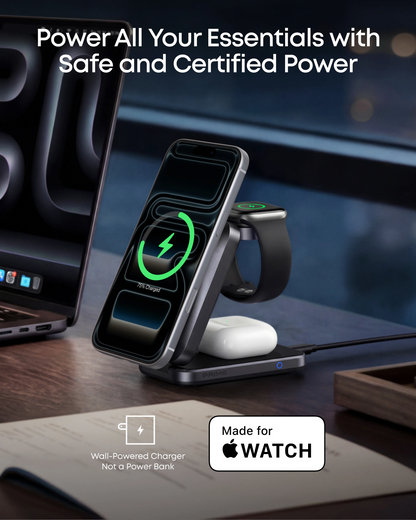 Anker Prime MagGo 3in1 Wireless Netzladegerät, 25W, Schwarz A25N1