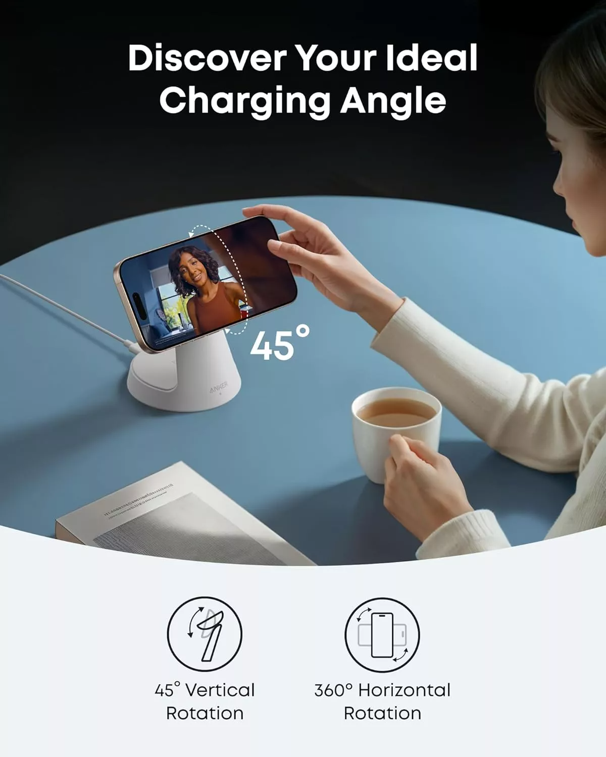 Anker MagGo 3in1 Wireless Netzladegerät, 15W, 1,67A, Weiß B25M4G21
