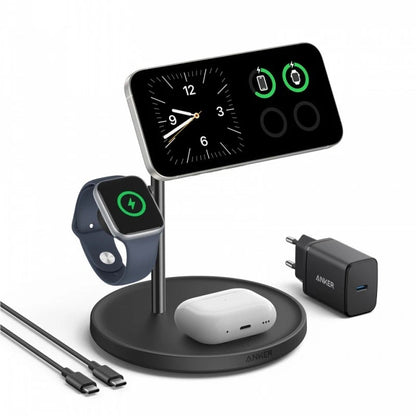 Anker MagGo 3in1 Wireless Netzladegerät, 25W, 1.67A, Schwarz B25M3311