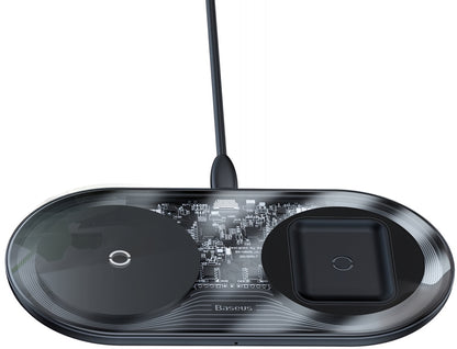 Baseus Simple 2in1 Wireless Network Charger, 15W, 1.67A, Transparent WXJK-A01
