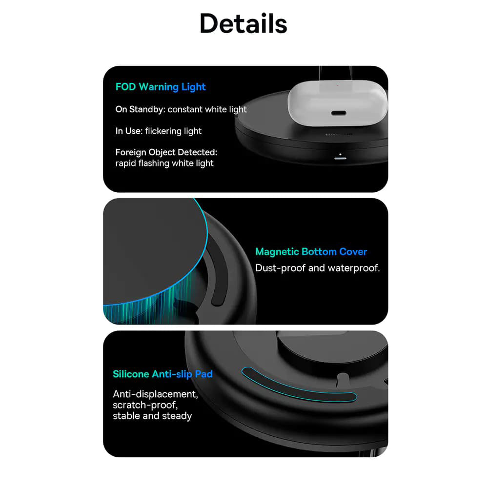 Baseus Swan 3in1 Wireless Netzladegerät, 20W, 1.67A, P10221302113-Z1